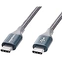Amazon Basics USB C to USB C Cable Charger Cable, Nylon Braided Cord, 480Mbps Speed, USB-IF Certified, for Apple iPhone 16/15, iPad, Samsung Galaxy