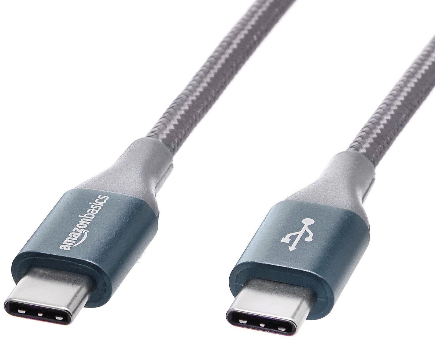 Amazon Basics USB C to USB C Cable Charger Cable, Nylon Braided Cord, 480Mbps Speed, USB-IF Certified, for Apple iPhone 16/15, iPad, Samsung Galaxy