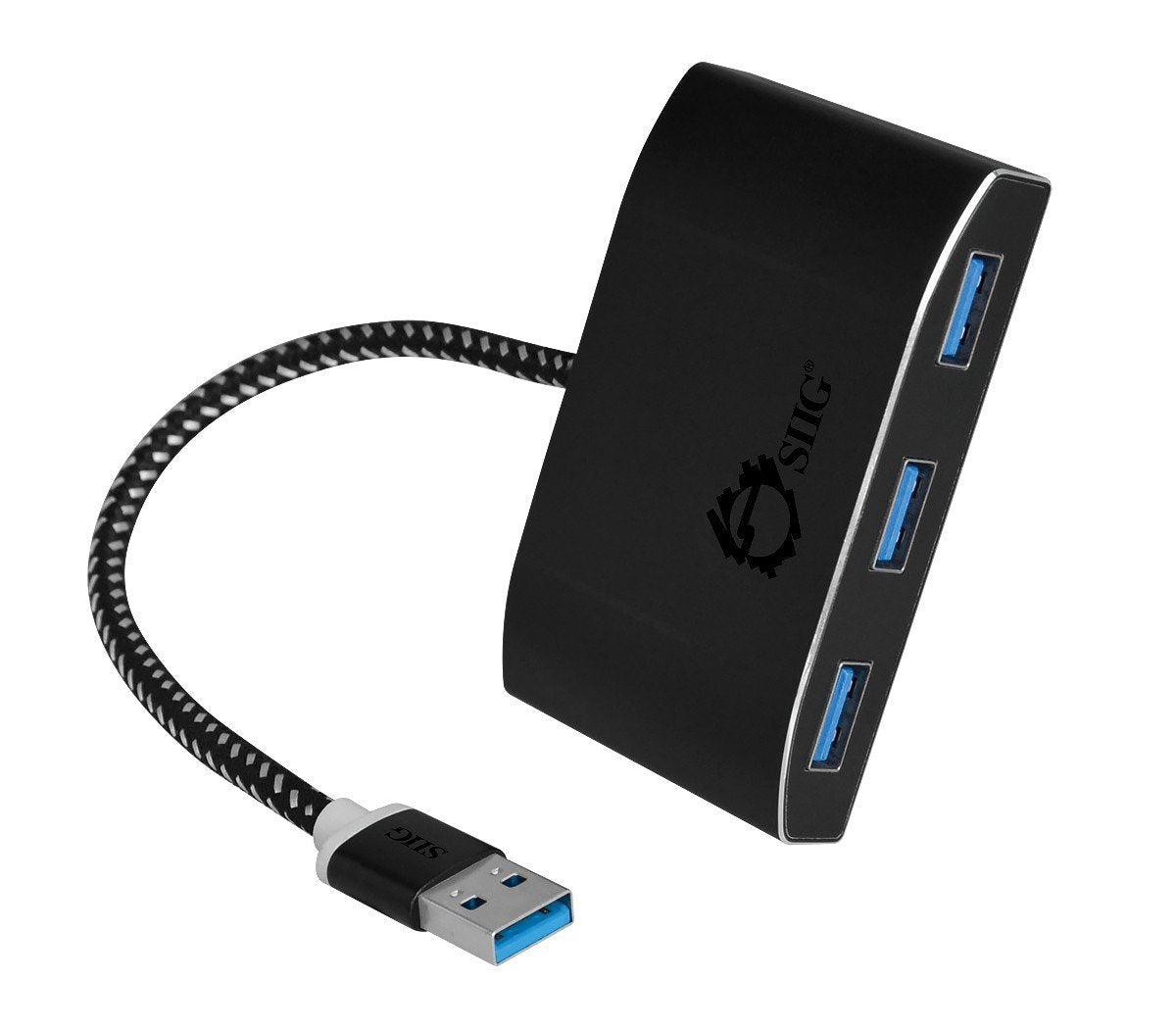 SIIG SuperSpeed 4 Port USB 3.0 Hub With 5V Power Adapter and Woven Braided USB - Powered Hub & Port Adapter