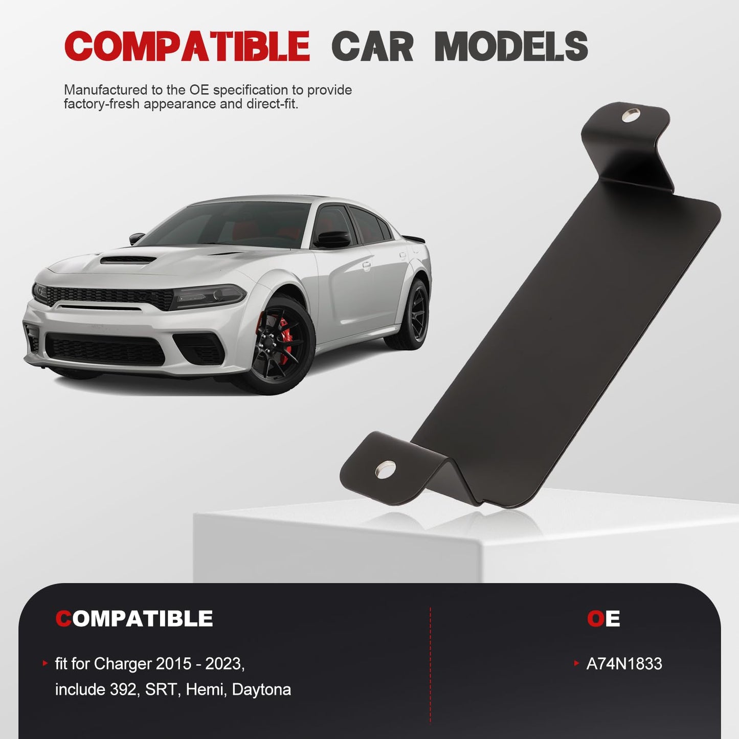 Anlseiod Anti-Theft Steel Neutral Cover Plate with Screws Compatible with 2015-2023 Charger SRT Hellcat Redeye,SRT Hellcat, Scatpack 392