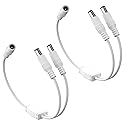 PAUTIX 2-Pack DC 1 Female to 2 Male 5.5mm X 2.1mm Splitter Cable DC Power Adapter Cord,2 Ways Y Shape DC Plug Connectors for COB 2835 3528 LED Strip