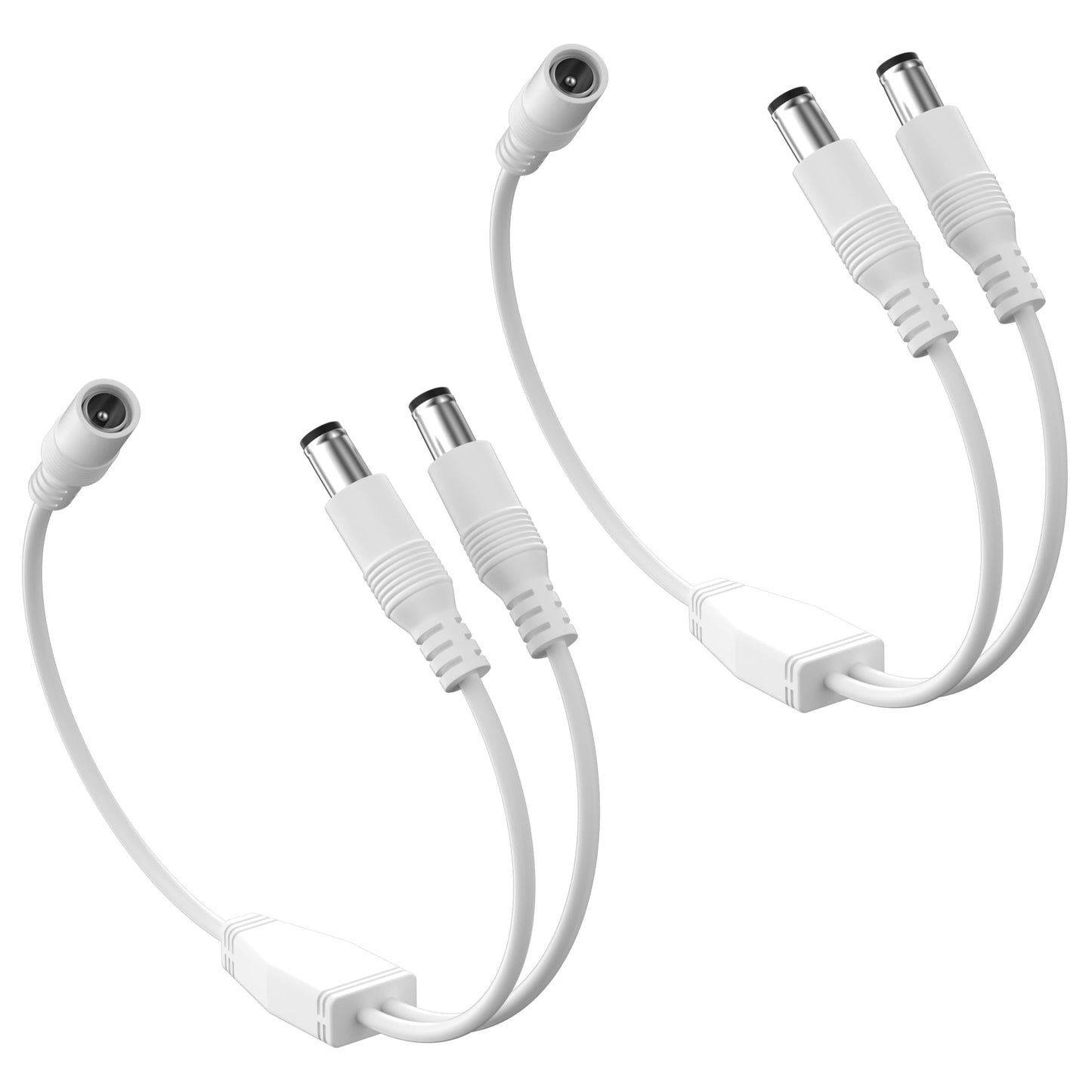 PAUTIX 2-Pack DC 1 Female to 2 Male 5.5mm X 2.1mm Splitter Cable DC Power Adapter Cord,2 Ways Y Shape DC Plug Connectors for COB 2835 3528 LED Strip