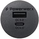 Powerwerx Panel Mount Combination USB QC3.0 and USB Type-C QC4.0 Fast Device Charger
