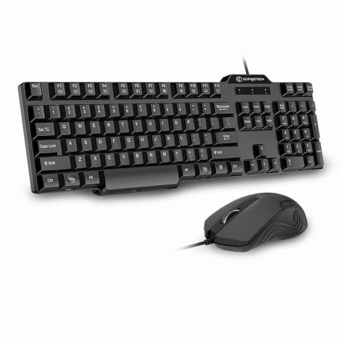 Wired Keyboard and Mouse Combo, Gofreetech Full-Size Keyboard and Mouse Combo with Optical Wired Mouse, USB Plug-and-Play, Compatible with Windows Mac