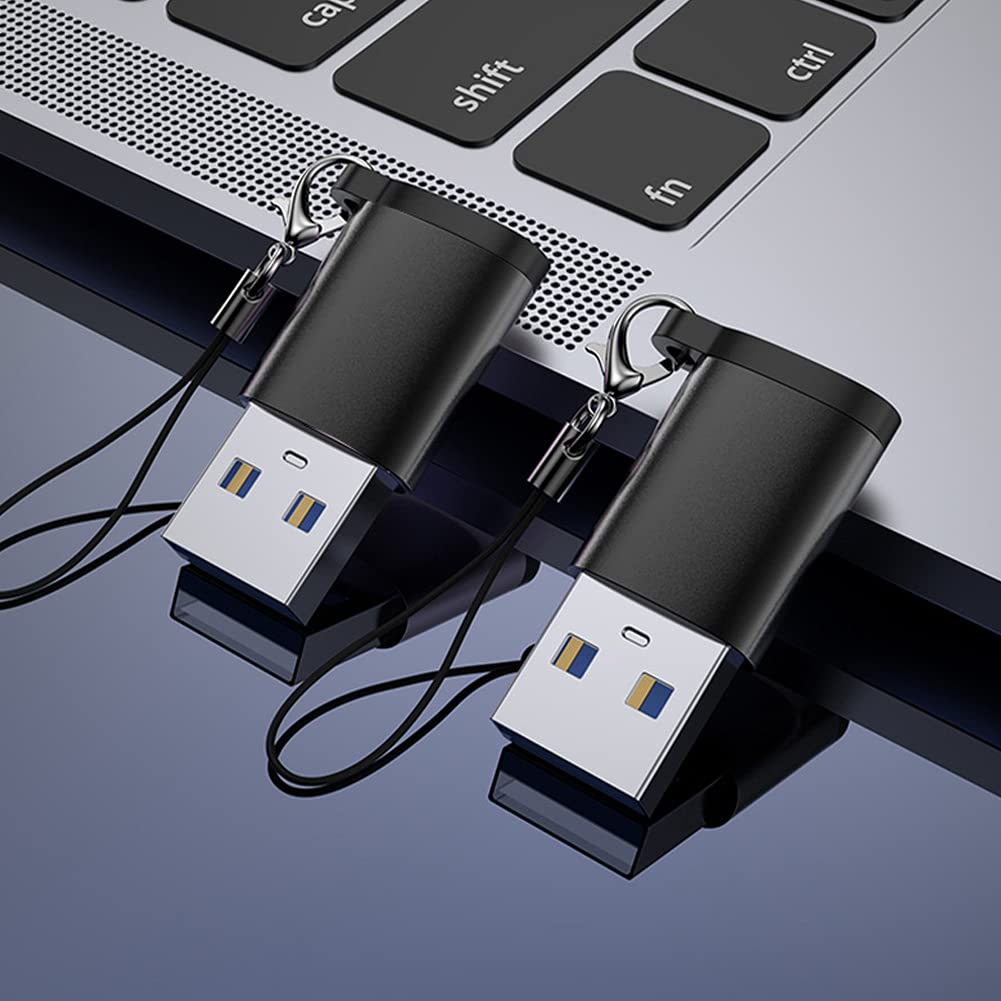 Seminer USB C Female to USB A Male Adapter (2 Pack) with Lanyard, USB Type-C to USB A 3.0 Adapter Converter Compatible with MacBook Pro, Samsung…