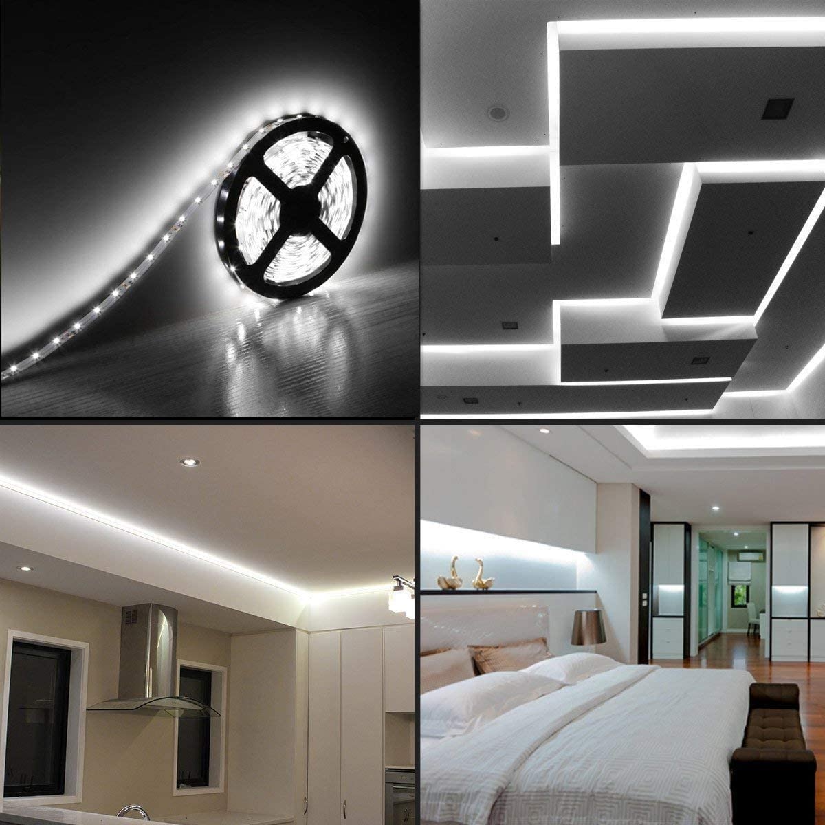 Foxdam Flexible LED Strip Lights,600 Units LEDs,LED Strips,Waterproof,12 Volt LED Light Strips, Pack of 16.4ft/5m,for