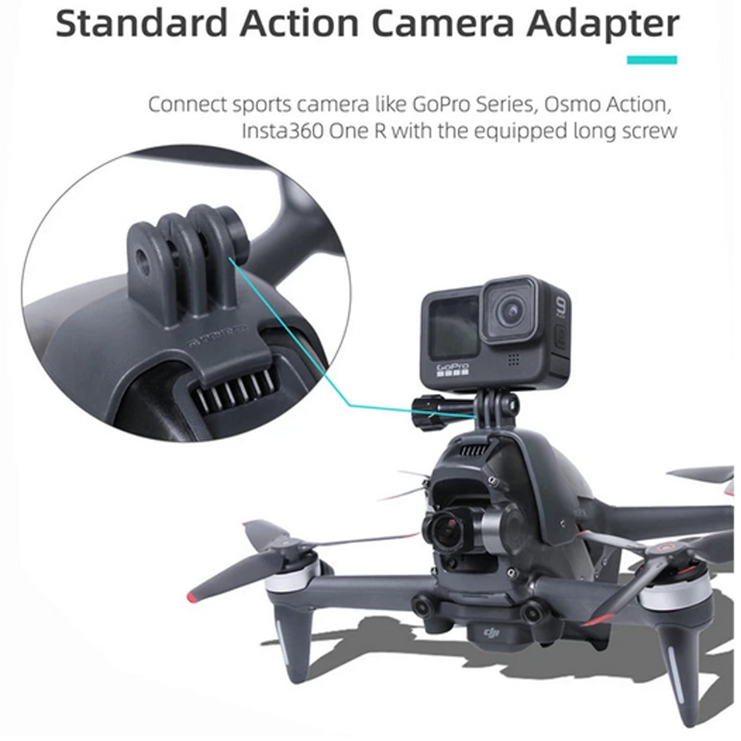 Honlyn Mounting Adapter Bracket Compatible with DJI FPV Mount Bracket Searchlight Gopro Pocket 2 Camera Drone Accessories