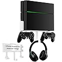 Wall Mount Kit with Detachable 2 Controller Holder & Headphone Hanger, Mount On The Wall Or On The Back Of The TV, Wall Mount Compatible with PS4