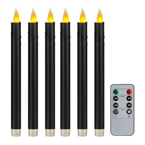 Teerdm 6 Pack Flameless Taper Candles,Flickering with Key Remote,Flameless LED Tea Lights Candles Battery,Halloween, Christmas, Home Decor, Wedding