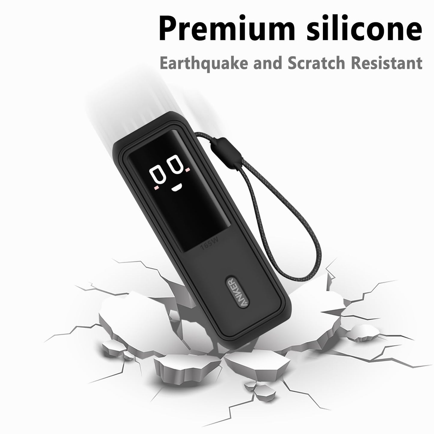 Geiomoo Soft Silicone Case for Anker Laptop Power Bank 25000mAh, Flexible Scratch Resistant Cover (Black)