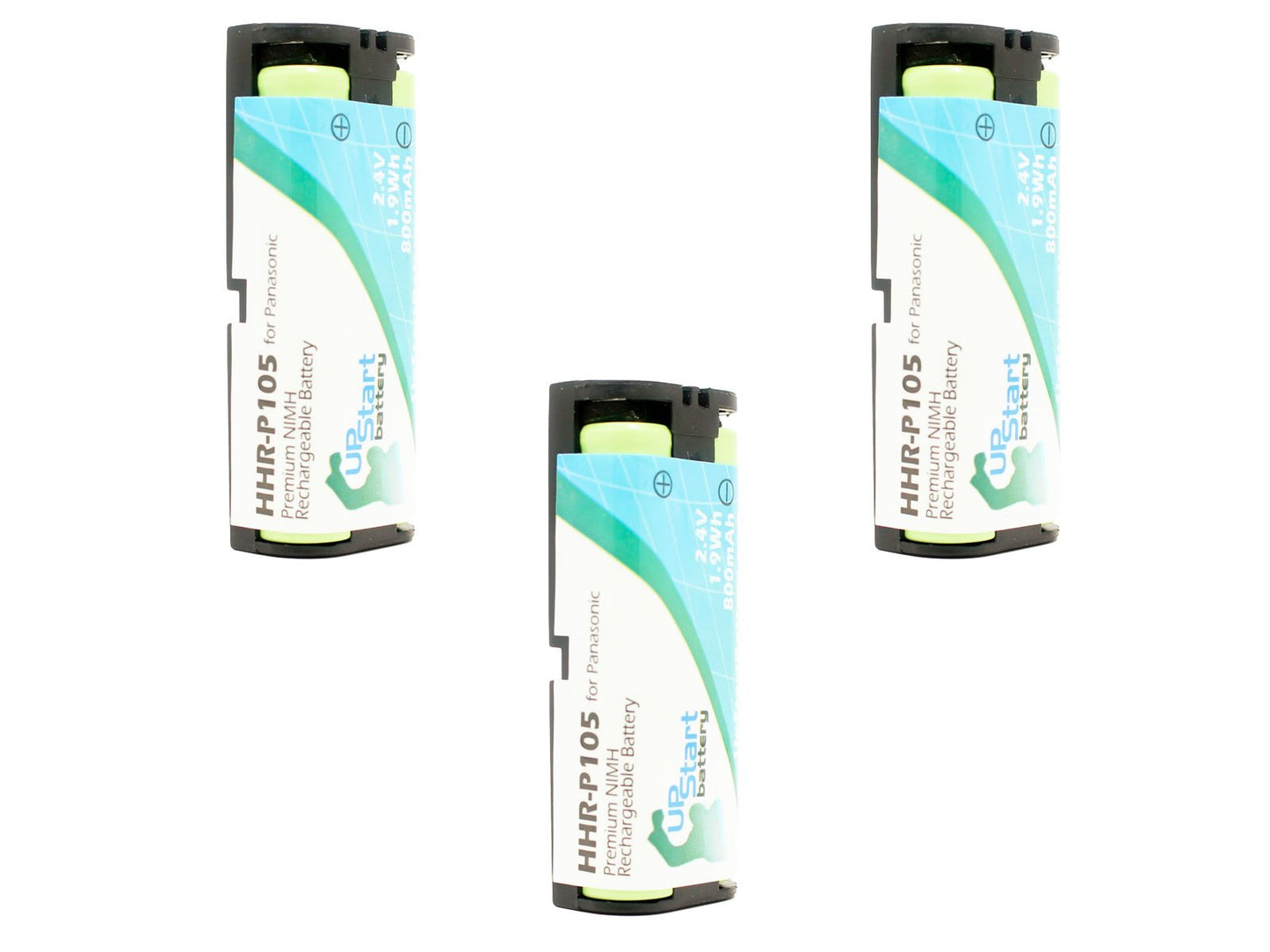 3X Pack - HHR-P105 Battery for Panasonic KX-TG6700, KX-TGA670B, KX-FG2451, KX-TG6702, KX-TG6700B, KX-TG2432 Cordless Phones (800mAh, 2.4V, NI-MH)