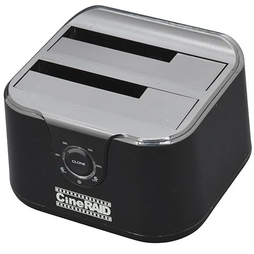 CineRAID CR-H236 (Dual Bay USB 3.2 Gen 1 Hard Drive Docking Station) UASP Support for 2.5"/3.5" SATA I/II/III HDD/SSD - One-Touch Clone, Up to 10TB