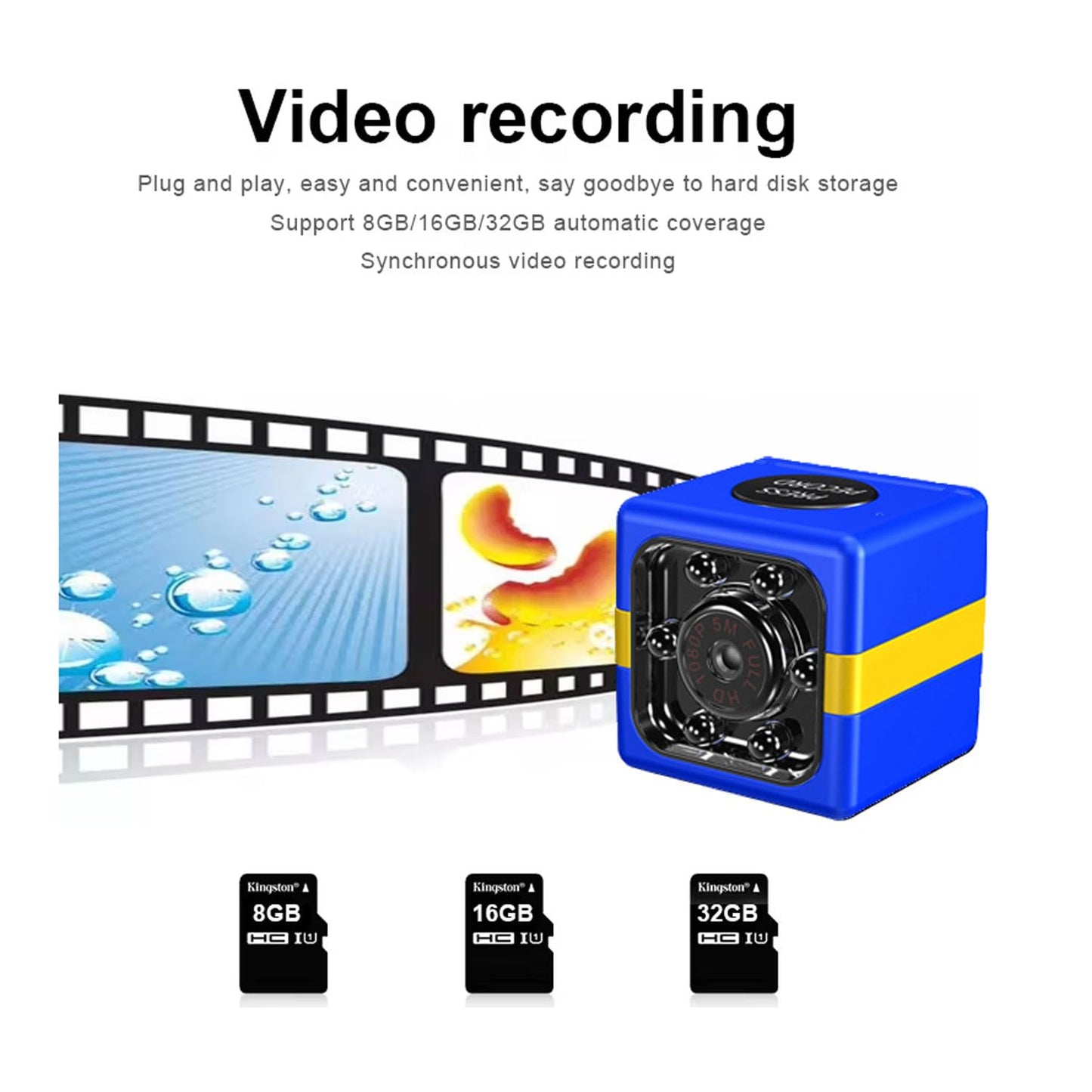 Mini Security Hidden Camera 1080P Small Nanny Cam,Tiny Portable Camera with Motion Detection,Home Security Cameras for Indoor,Outdoor,Pet(8GB Micro SD