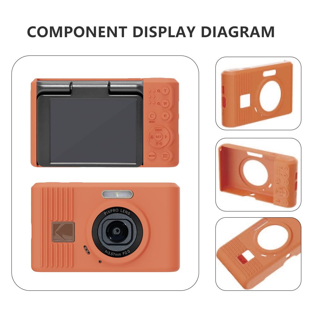 Tedubax Silicone Case for Kodak pixpro C1 Digital Camera with 2PCS Screen Protector and Lanyard- Khaki