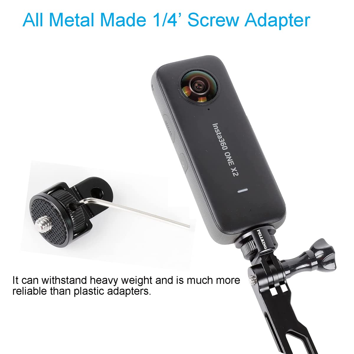 PellKing (12 Pcs) Aluminum Alloy Extension Arm Helmet Mount Kit for for Insta360 One X5/X4/X3,X2,X,Metal Adapter Helmet Sticker Extension Arm Mount