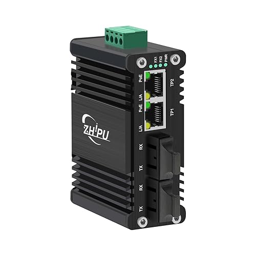 Yjntoximc Mini Industrial 2 Ports Gigabit PoE Switch with DC12?48V Redundant Power Input, 12V PoE Switch with 2X Single Mode Dual SC 20km