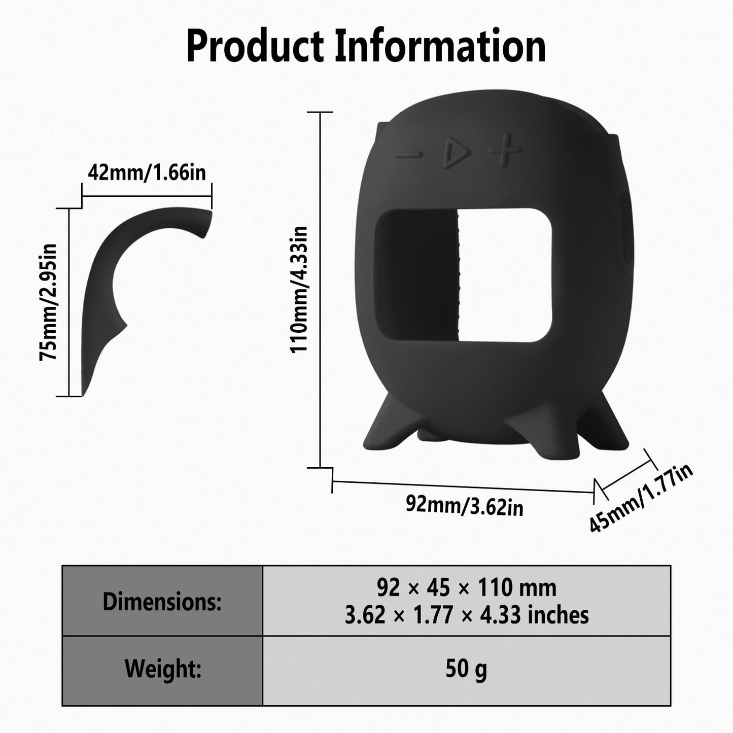 Geiomoo Silicone Carrying Case for JBL Clip 5, Protective Portable Scratch Shock Resistant Cover (Black)