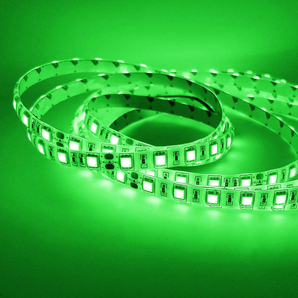 Velain 12V LED Strip Light Green,16.4ft Waterproof Flexible Rope Light, 300LEDs SMD5050 Tape Ribbon Light for Home,Party,Bedroom,12V Power Supply Not
