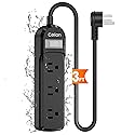 VNJ IPX6 Waterproof Outdoor Surge Protector Power Strip, 3AC Outlets 3FT Cord with On/Off Power Switch Safety Lock ETL Certified for Patio Garden