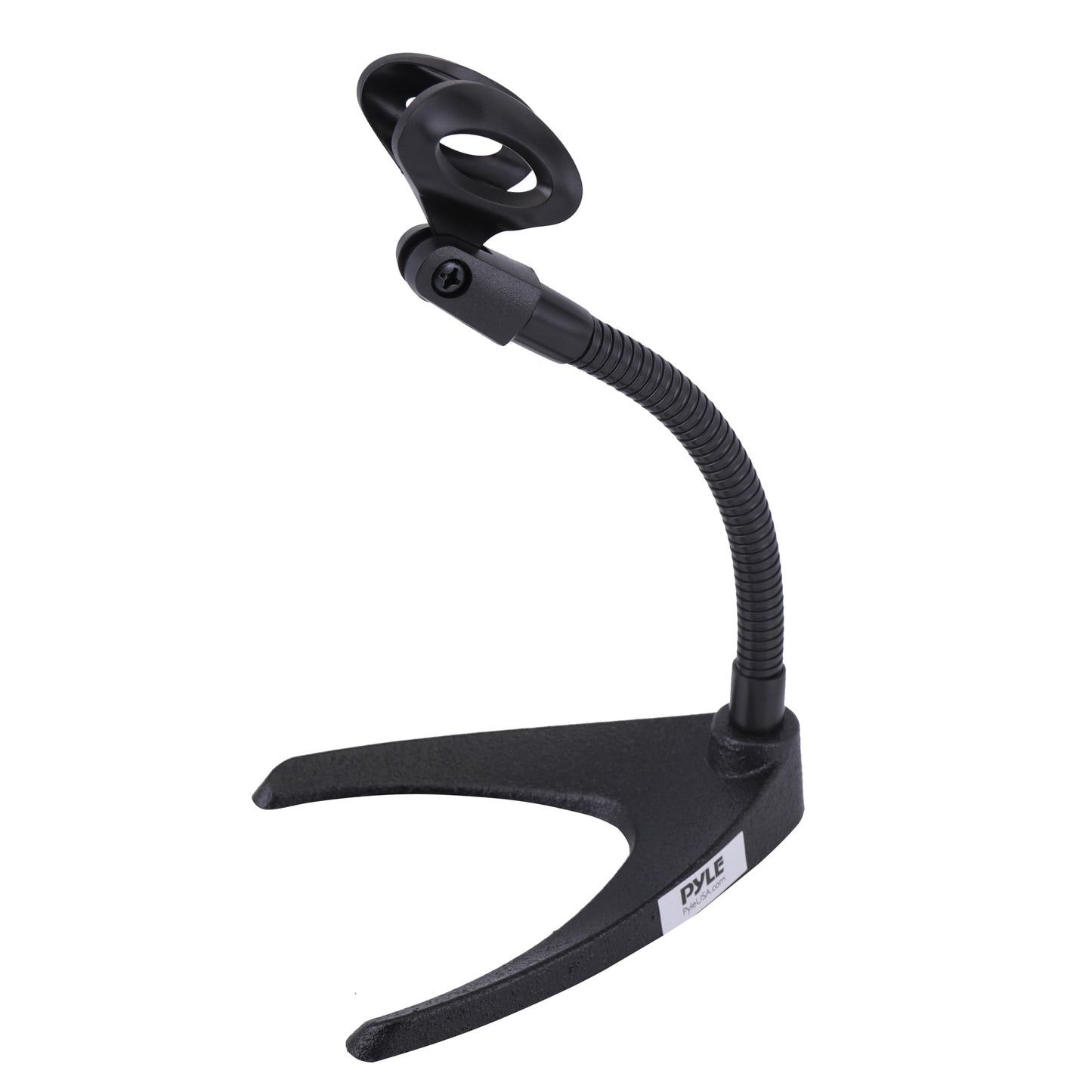Pyle Desktop Microphone Stand - Universal Tabletop Mic Holder w/ Flexible 8.2'' Inch Gooseneck Mount and Solid U Shape Base - Perfect for Table Desk