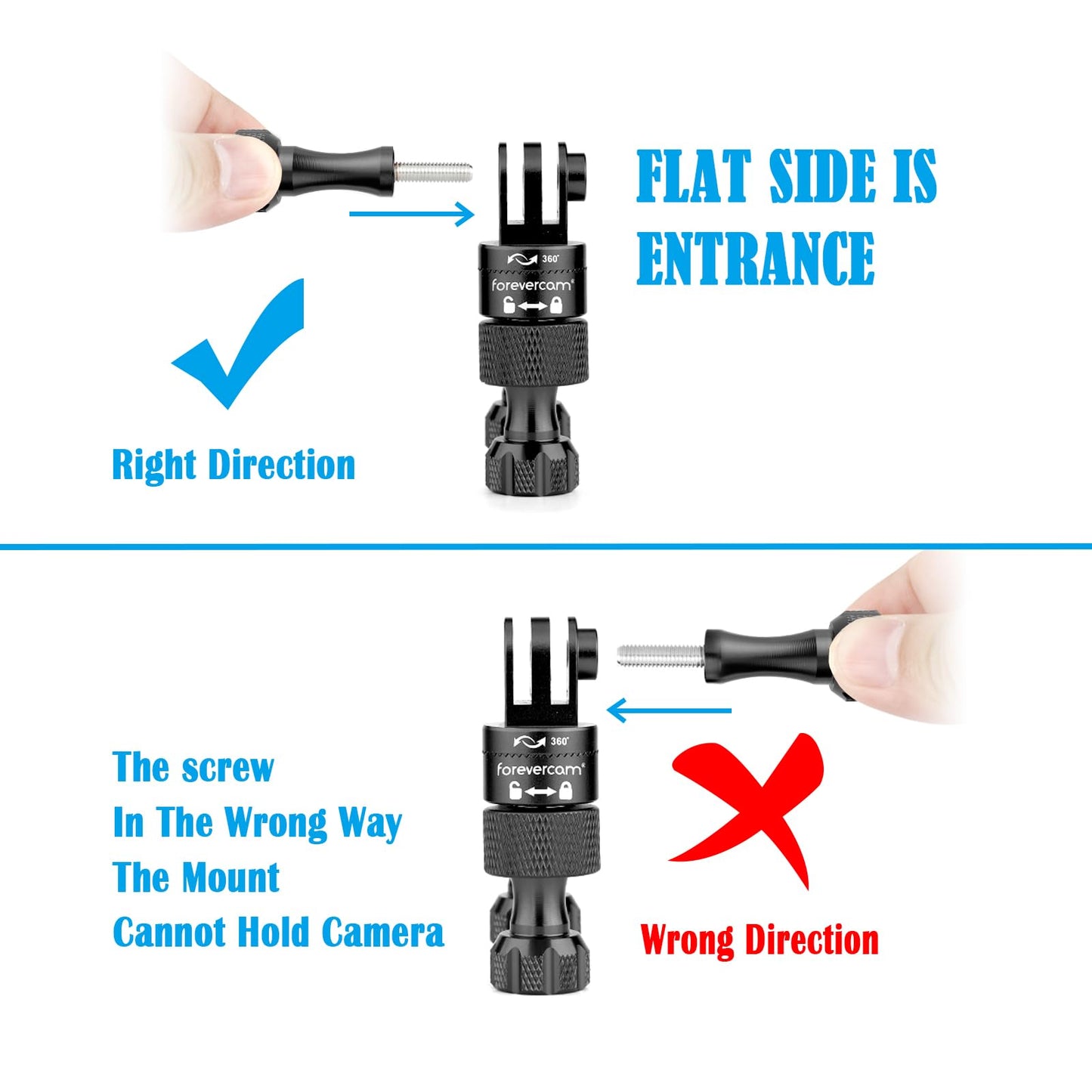 Forevercam Bike Handlebar Mount for GoPro (360° Rotation and Lock Any Direction) 0.6-1.3inch All Aluminum Bike/Motorcycle Handlebars Seat Post Ski