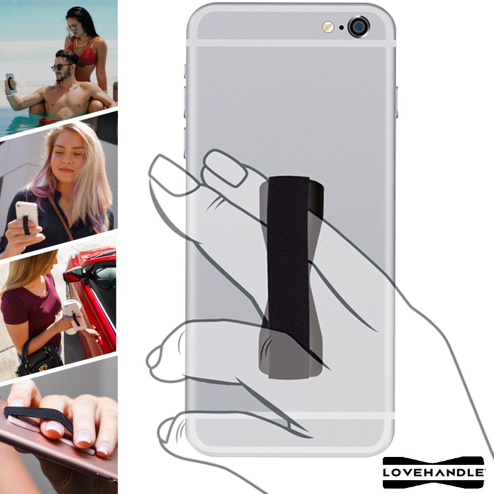 LOVEHANDLE Universal Phone Grip for Most Smartphones, Mini Tablets and Cases, Vintage Rose Love Letter Design Elastic Strap with Mauve Rose Base, Pack