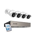 ZOSI 8CH 3K Lite Home Security Camera System, AI Human/Vehicle Detection, 120ft Night Vision, 4pcs 1080P Metal Weatherproof Cameras with Audio, H.265+