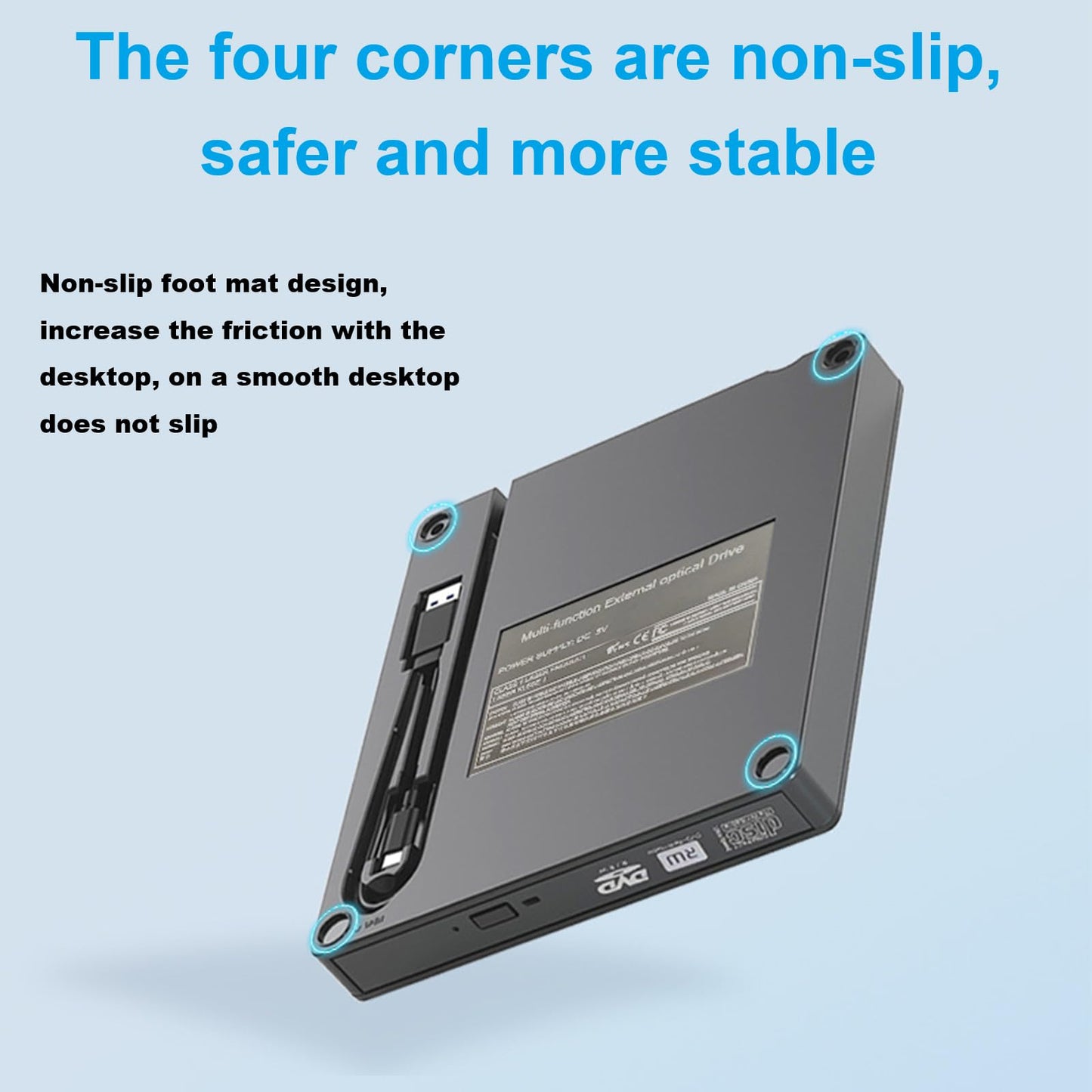 GOMAMIDADI Slot-Loading External DVD CD Drive, USB 3.0 & Type-C Portable Burner & Reader for Laptop, PC, Mac, Windows 11/10/8/7, Plug & Play, Compact
