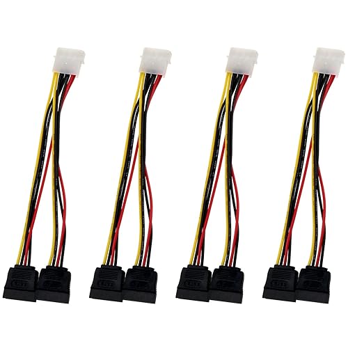 fengxiaomin 4 Pin Molex to 15 Pin Dual SATA Power Splitter Cable SATA Power Splitter Cable 18AWG Copper Serial SATA Hard Drive Extension Cable(20CM)-4