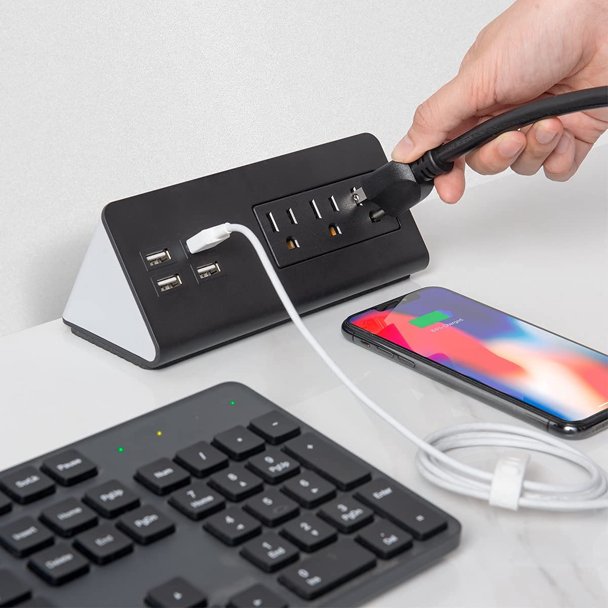 Emerising 2-Pack Desk Edge Mount Power Strips with 4 USB Ports & 3 AC Power Outlets for Home and Office Desktop Charging Bucket, 1250Joules Surge