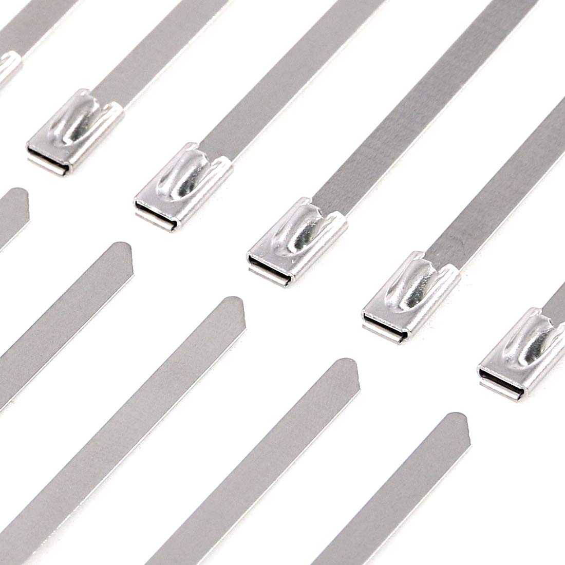 Swpeet 50Pcs 14 Inch Stainless Steel Exhaust Strap Wrap Coated Locking Cable Zip Ties Perfect for Automotive Parts, Home Repair, Computer Repair