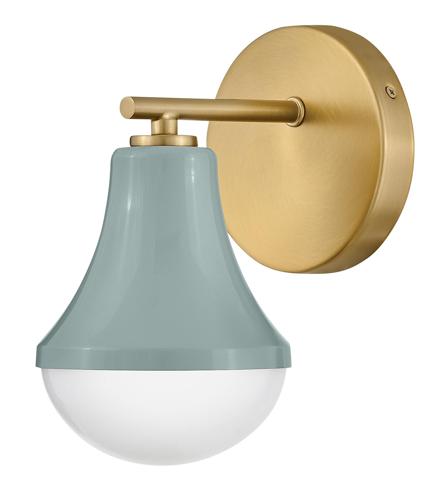 Lark Haddie Modern Bath Sconce, Single Light, Mount Up or Down, Dimmable, Seafoam and Lacquered Brass