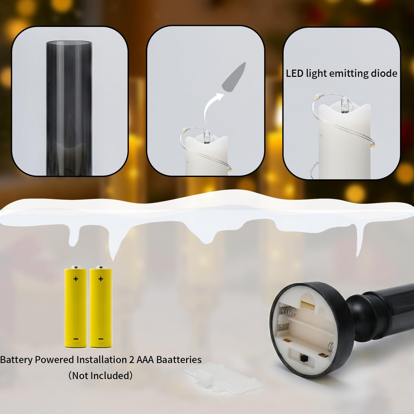 Prerish 6PCS Flameless Candles with Timer, Flickering Fake Electric LED Candles for Romantic Ambiance, Battery Operated Candles, Centerpiece Table