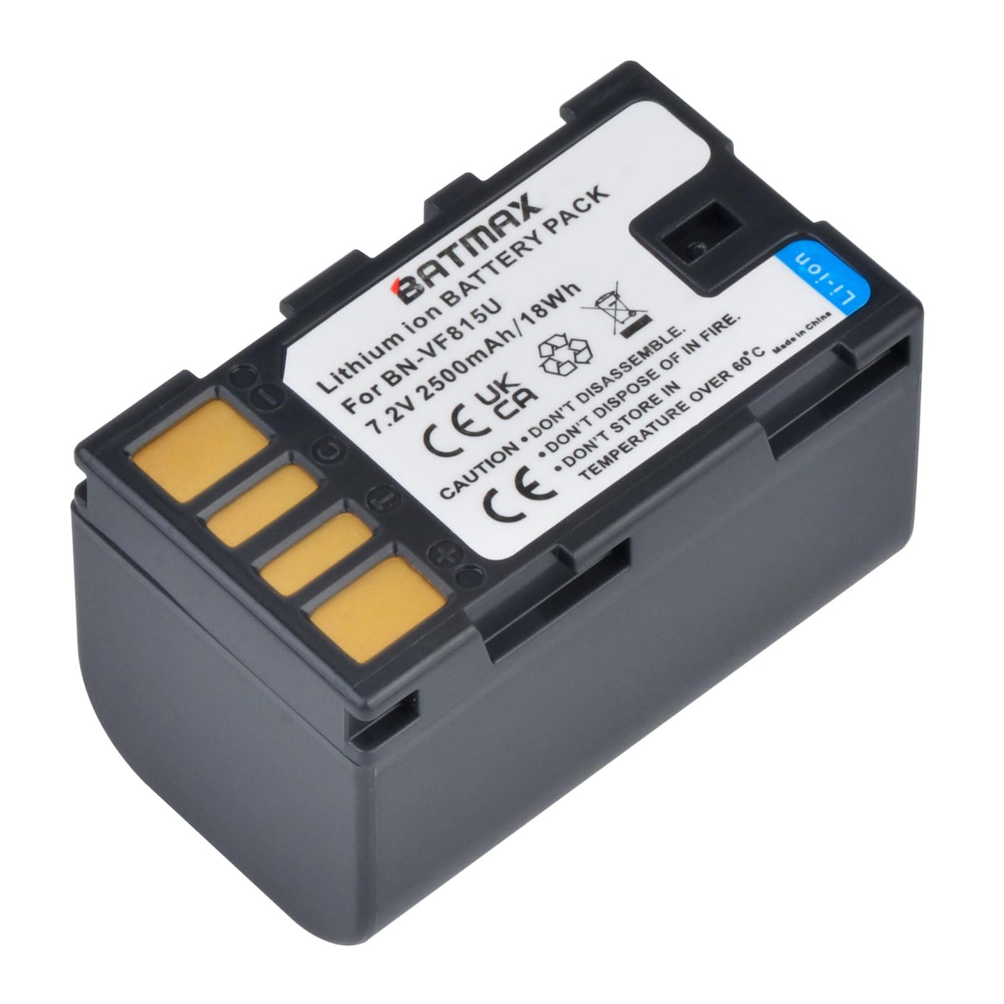 Batmax 2Pcs 2500mAh BN-VF815 Battery + Quick LED USB Charger with Type C Port for JVC BN-VF815 BN-VF815U and JVC Everio GZ-MG130 148 150 155 175 255