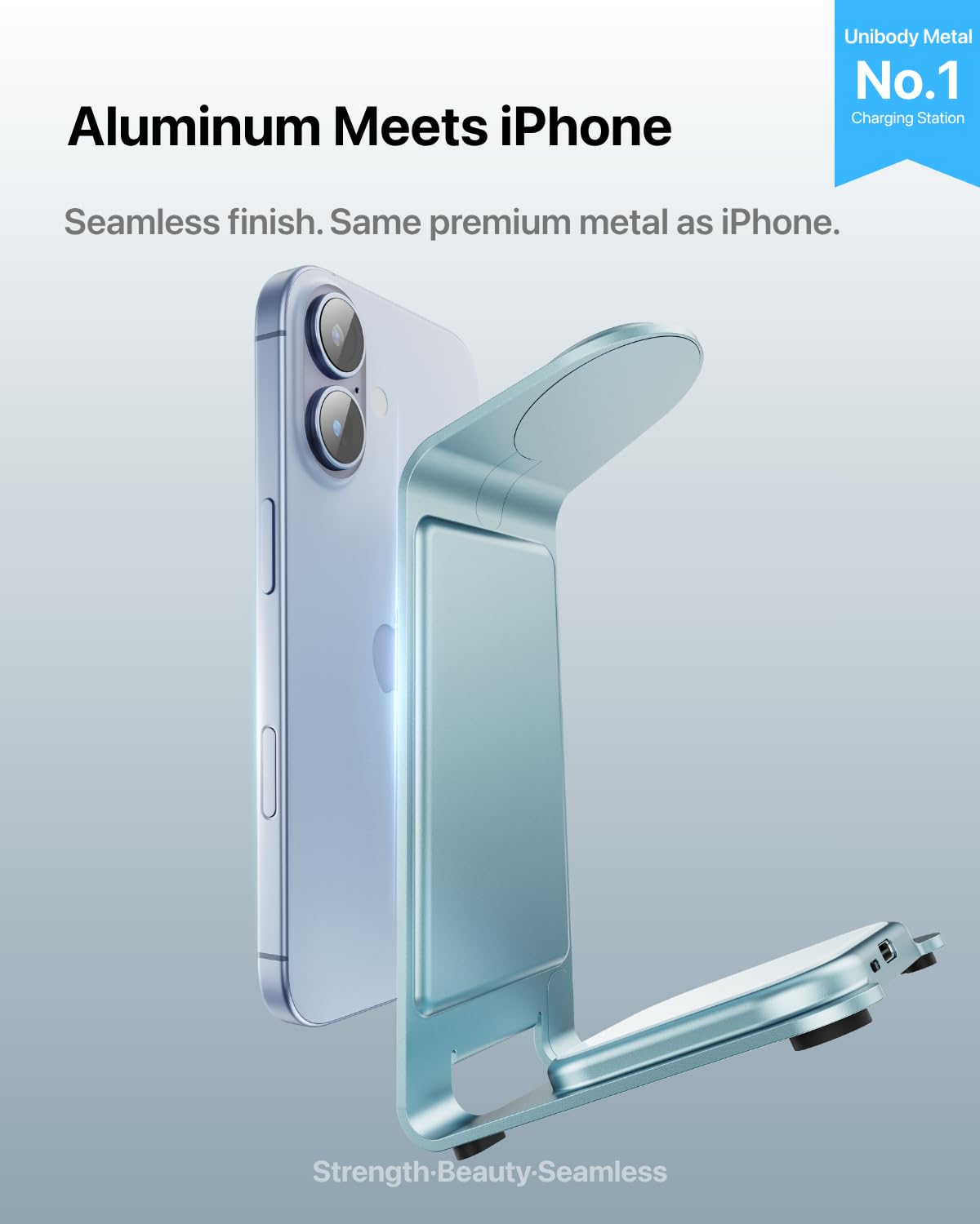 Intoval Aluminum 3 in 1 Wireless Charging Station for iPhone 17 16 15 14 13 12 11 Pro Max XR, Wireless Charger for Apple Watch 11 10 9 8 7 Ultra SE 3