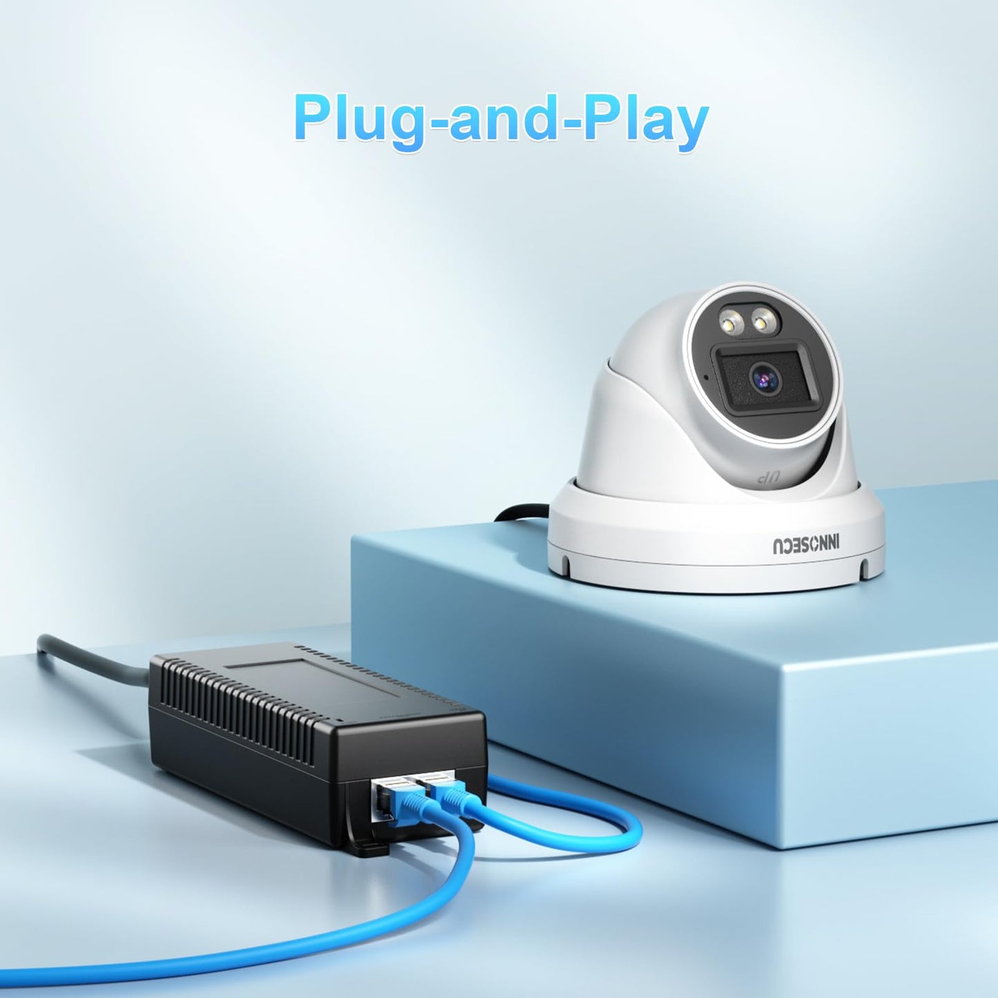 INNOSECU 30W Gigabit Ultra PoE+ Injector, Up to 30W Ultra Power Supply, 10/100/1000Mbps Shielded RJ-45, IEEE 802.3af/802.3at Compliant, IGAF11-30