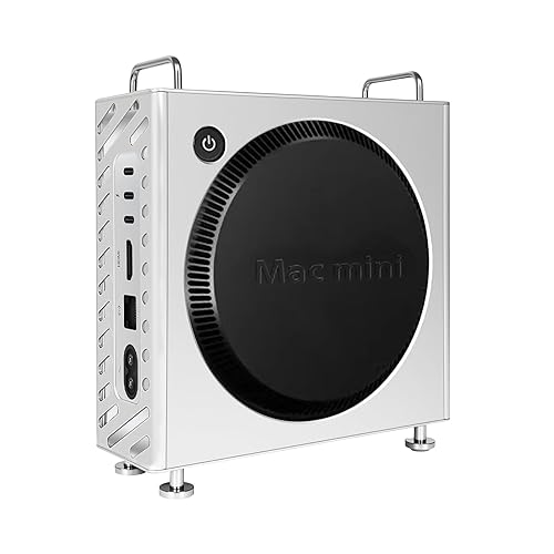 Aluminum Stand for Mac mini M4/M4 Pro (2024) - Premium Vertical Mount | Secure Holder | Enhanced Cooling | Space Saving Desktop Design (Silver)
