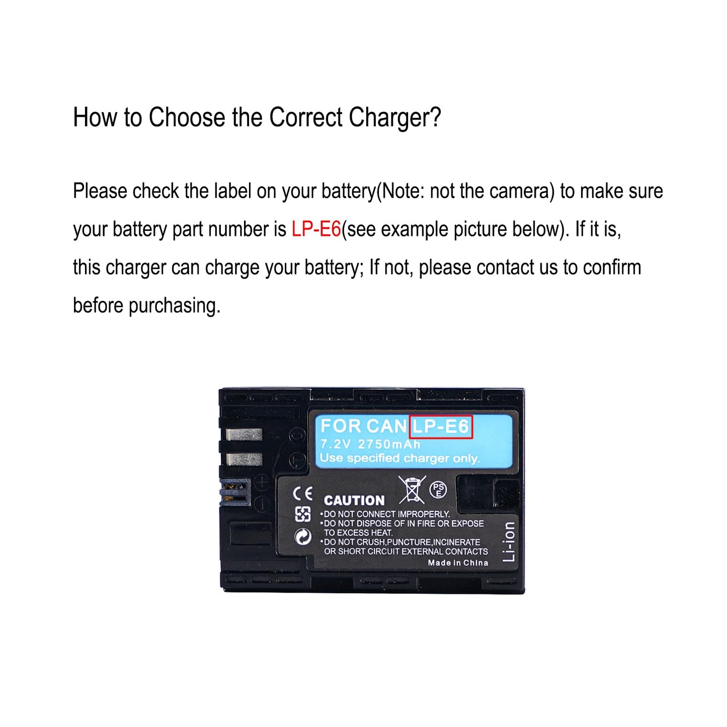 LP-E6 Battery Charger for Canon EOS 60D, 60Da, 6D, 70D, 7D, 7D Mark II, 5D Mark II, 5D Mark III, Replacement for Canon LC-E6 LC-E6E