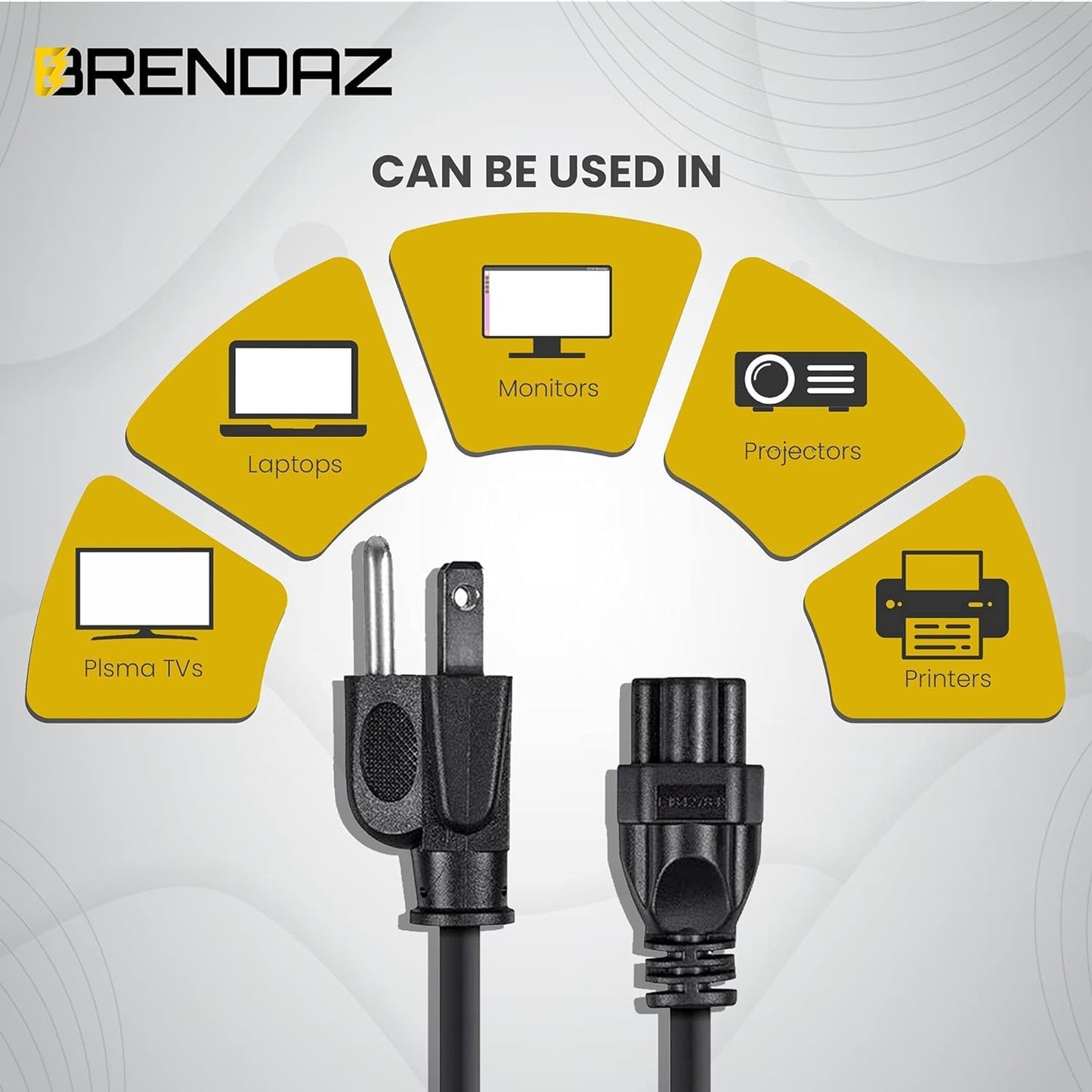 3 Prong AC Laptop Power Cord, Compatible with Dell HP LG Lenovo Asus Laptops/Notebook, Scanners, NEMA 5-15P to C5 Power Cable. (3-Feet)