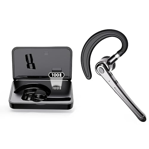 Bluetooth Headset,Wireless Bluetooth Earpiece with 800mAh Charging Case 80 Hours Talking Time Built-in CVC8.0 Dual-Mic Active Noise Cancelling V5.1