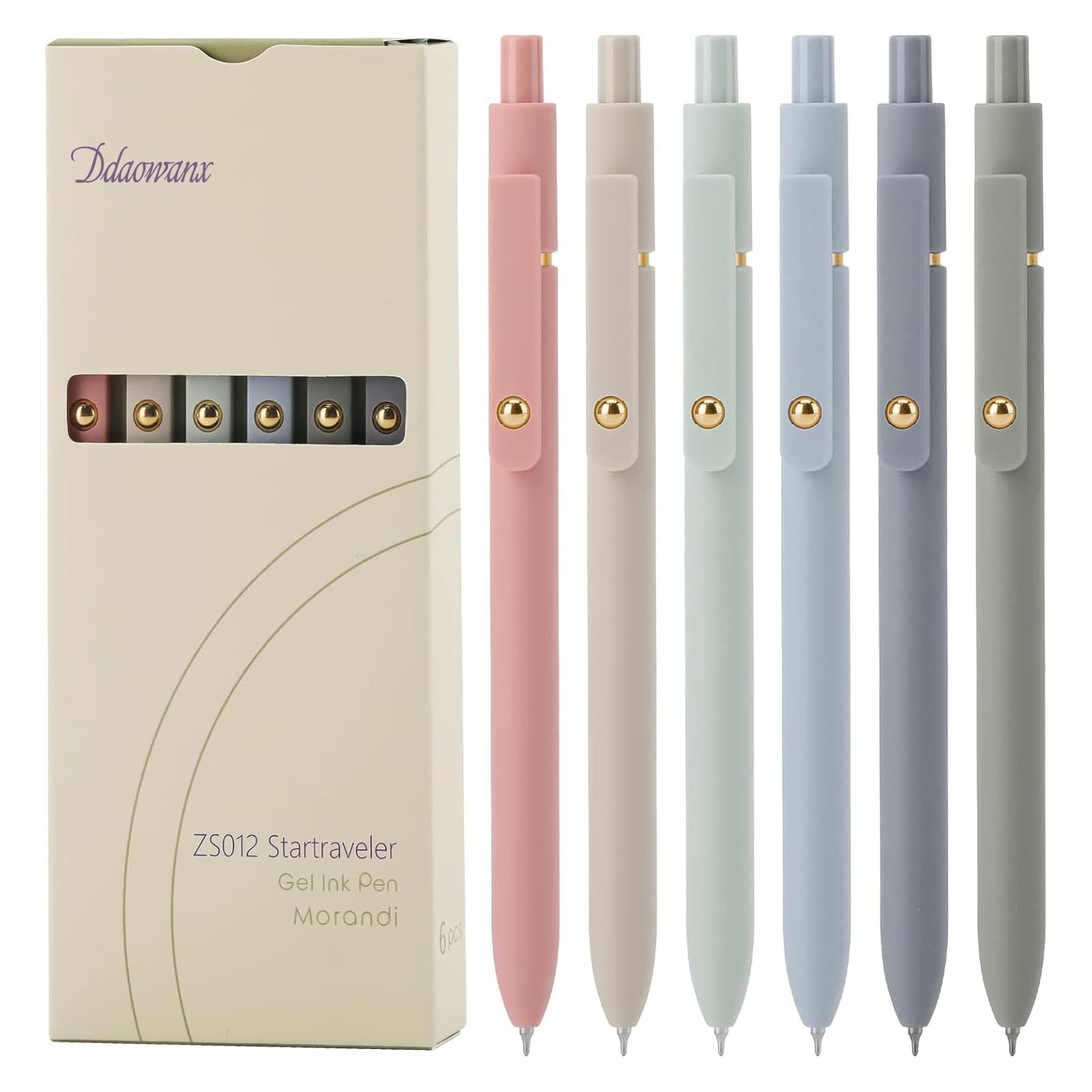 Ddaowanx Gel Pens, 6 Pcs 0.5mm Quick Dry Black Ink Pens Fine Point Smooth Writing Pens, Cute Office School Supplies Gifts for Women