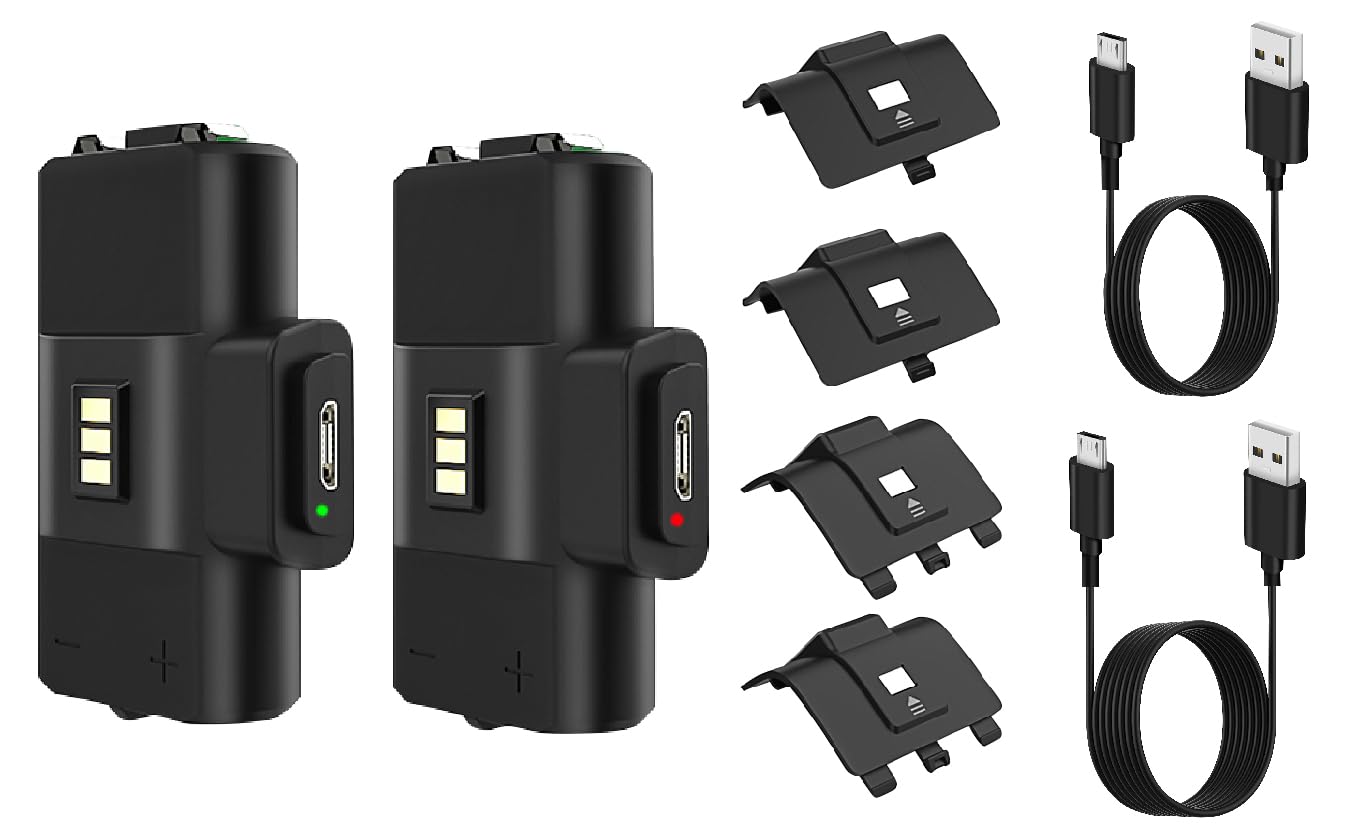2X Pack Rechargeable Fast Charge Battery Charger Kit + 4X Cover for Xbox Controllers Xbox Series S/X Xbox 1 One S/One X/One Elite Wireless Remote