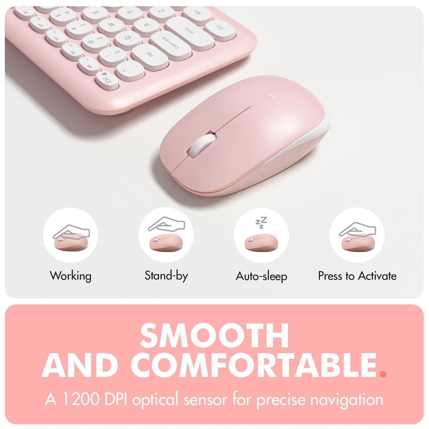 X9 Pink Keyboard and Mouse Wireless | Cute Wireless Keyboard and Mouse Combo - Transform Your Space with a Colorful Keyboard and Mouse Set for PC