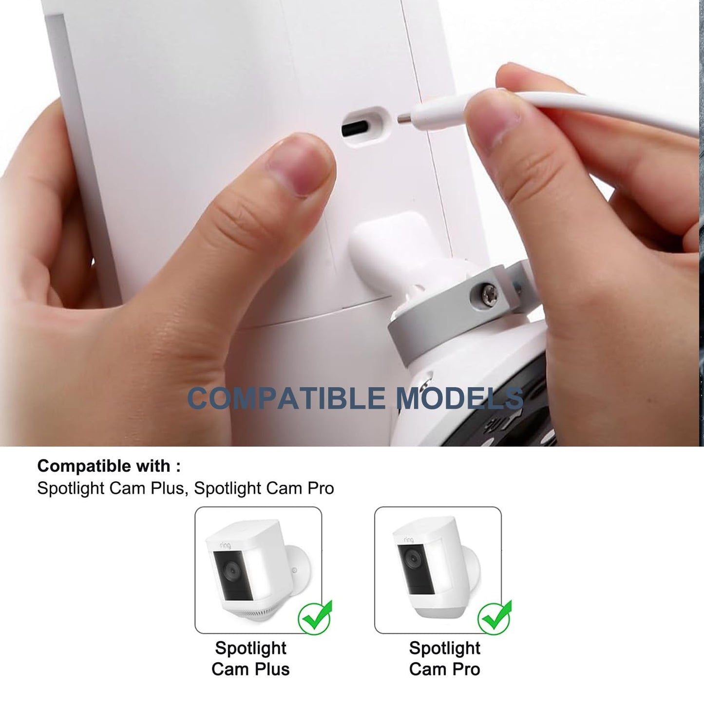 2-Pack Power Adapter Charger Cable Compatible with Ring Stick Up Cam Battery/Plug-in 3rd Gen/2nd Gen & Ring Pan Tilt Stick Up Camera, Indoor/Outdoor