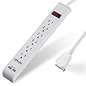 Power Strip Surge Protector with 6 Outlets & 2 USB Ports, 10 Feet Extension Cord, Flat Plug Outlet Strip, 1000 Joules Surge Protection, Wall Mount