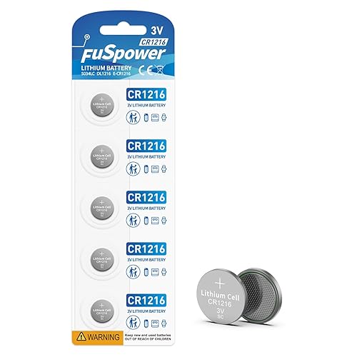 Fuspower CR1216 Watch Battery CR 1216 Battery 3V Lithium Button Cell Battery (5 Count (Pack of 1))