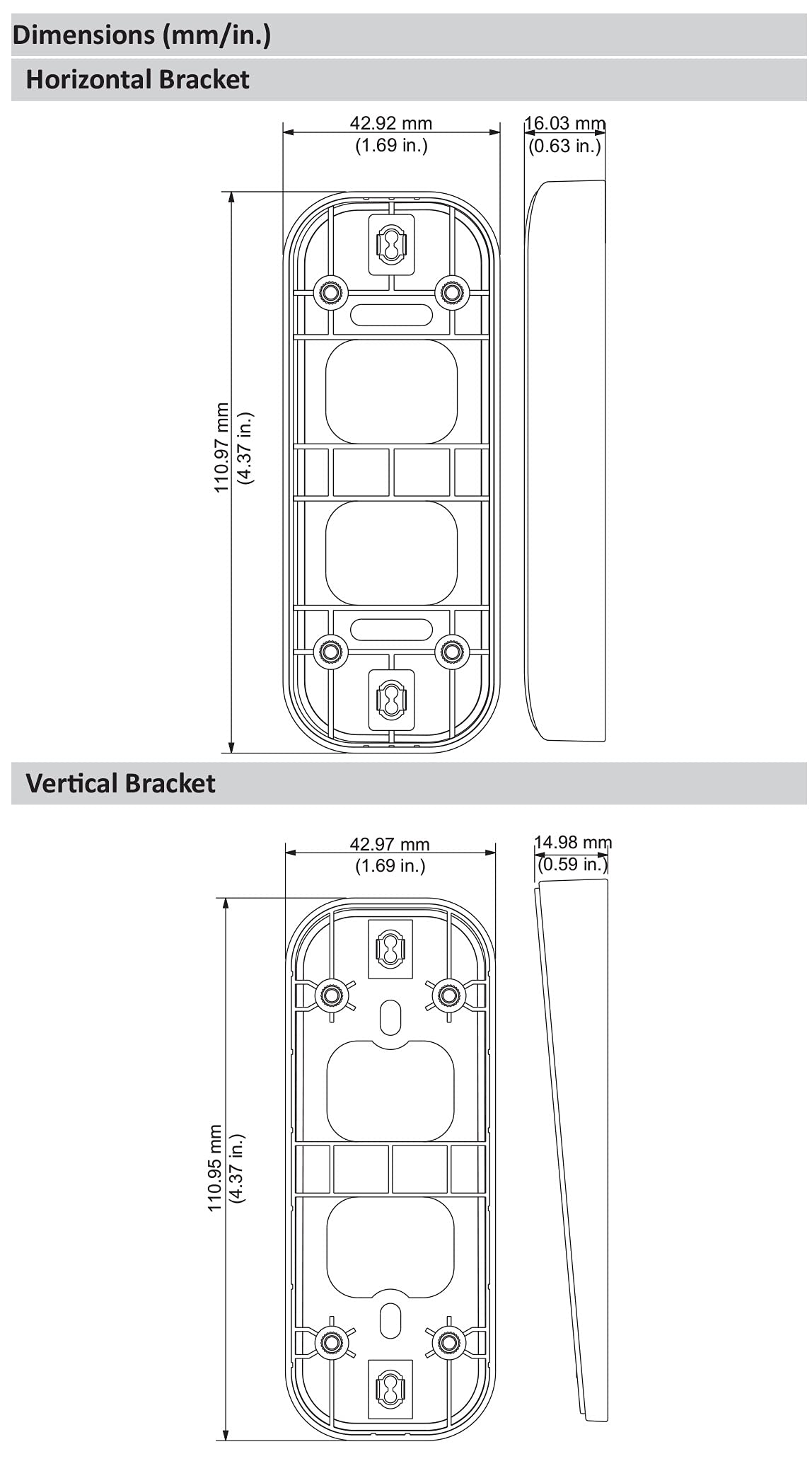 DB11-BK Horizontal and Vertical Angled Mounting Brackets for Doorbell