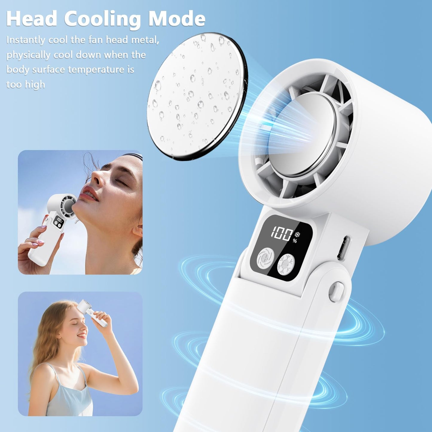 WOWF Portable Handheld Fan, 12000RPM Powerful Hand Fan Foldable with Air Turbo Tech Cooling,Turbo Fan for Indoor Outdoor Activities, Travel, Working
