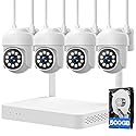 MOSBOK Home Security Camera System, 4Pcs PTZ Wireless Cameras with Auto Human/Pet/Vehicle Detection, 10CH 4K NVR with 24-7 Recording, 2-Way Audio