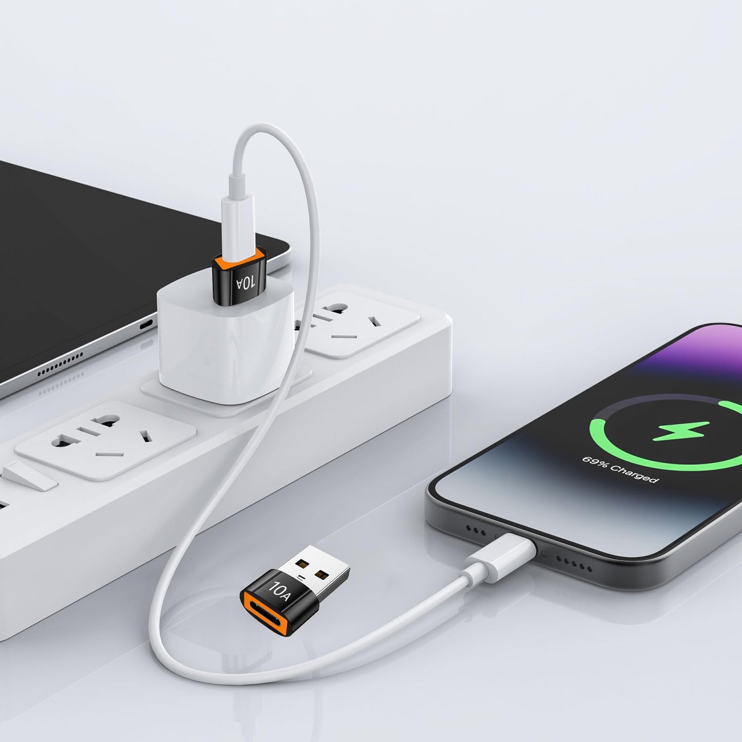 10Pack 200W USB C to USB Adapter, with Fast Charging & 480MB Data Transfer, USB C Converter for Apple Watch Ultra iWatch Series 8 7,iPhone 16 15 Plus…